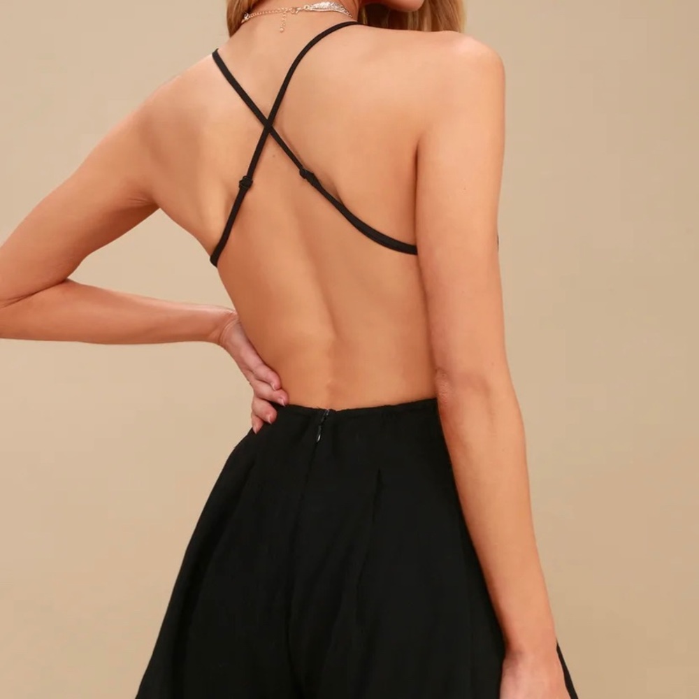 LULUS Star Spangled Black Backless Lace Romper - Picture 2 of 8